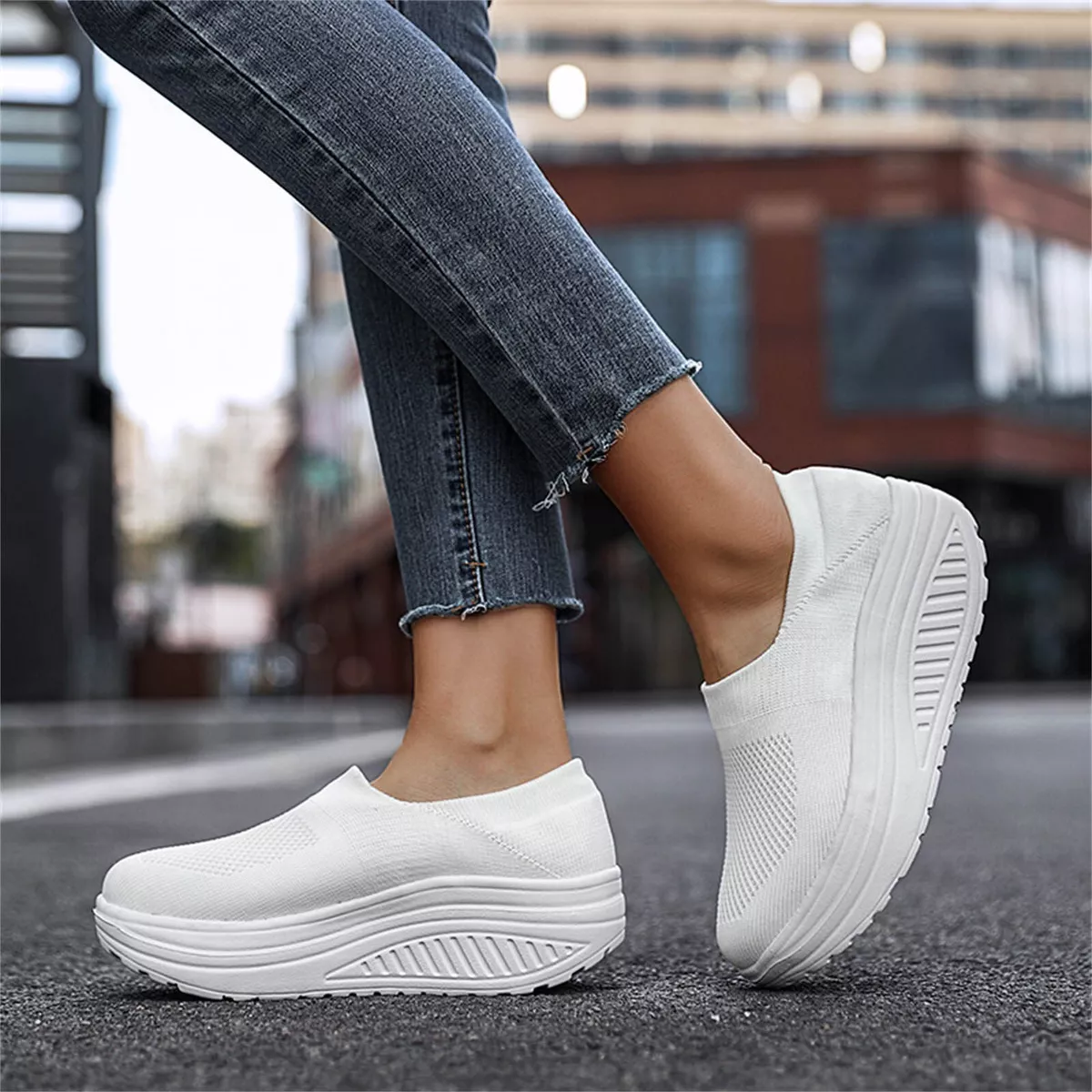 STQ Slip On Sneakers for Women Walking Shoes Comfortable Breathable Mesh