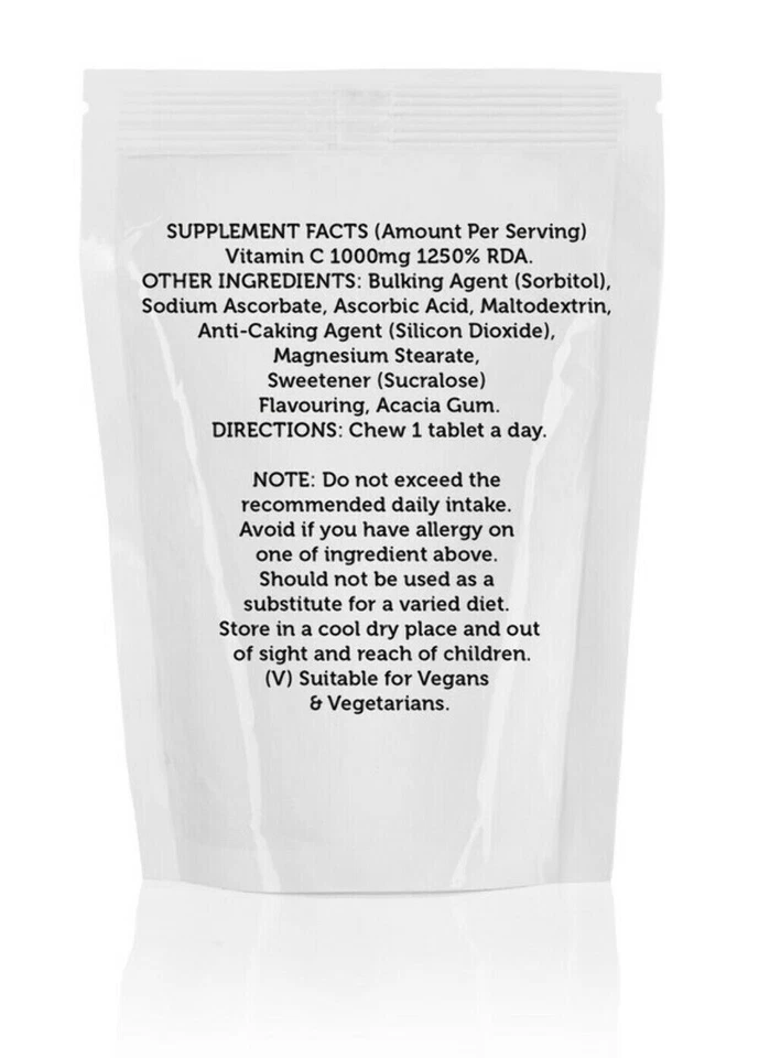 Tabletas masticables de vitamina C sabor naranja 1000 mg paquete de 500 a granel Foto 3 de 3