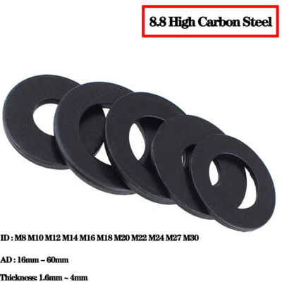 #ad Thickening Flat Washer Black 8.8 Grade Carbon Steel General Purpose Flat Washers $111.29