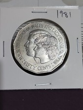 AUSTRALIAN 1981 DIANA AND CHARLES  FIFTY CENT COIN CH UNC