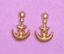 SAILOR MOON Crescent Star Dangle EARRINGS Cosplay COSTUME Pierced or Clip