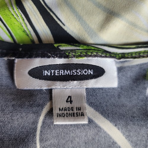 Intermission Damen schwarzes Kleid grün Blumenmuster Kappe Ärmel Bootsausschnitt A-Linie Größe 4 - Bild 10 von 11