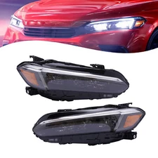 A Pair of Headlights Headlamp For 2022-25 Honda Civic LX/EX  Chrome Trim Models