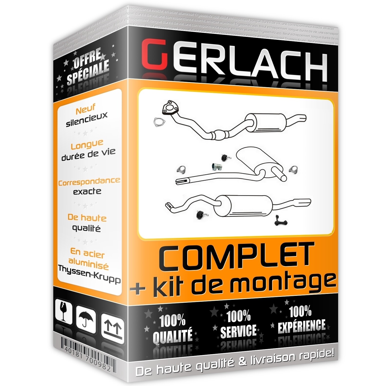 Silencieux arrière Audi A4 B5 1.6 8V en acier aluminisé anti-corrosion