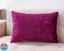 TangDepot Heavy Velvet Embossing Throw Pillow Cover, Classis Floral Anaglyph 