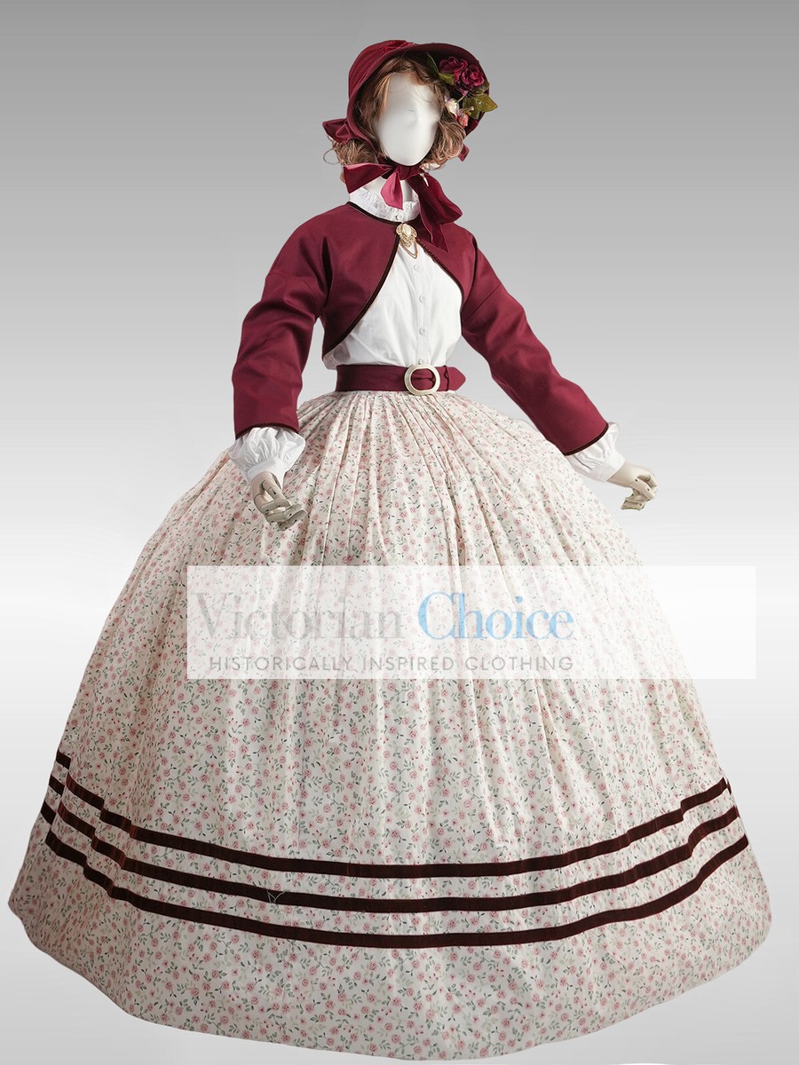 Victorian Southern Belle 19th Century Floral Dress Garden Theater