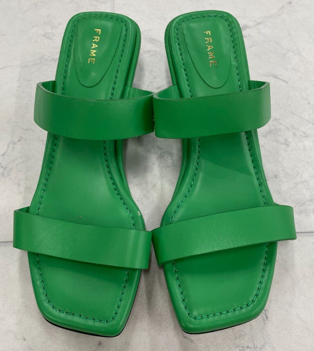 NWOB Frame Women's Le Maude Slide Block Heel in Grass Green Size: 37(US:7)
