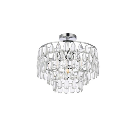 Elegant Lighting Mila 16" Iron and Crystal Flush Mount in Chrome - Picture 4 of 8
