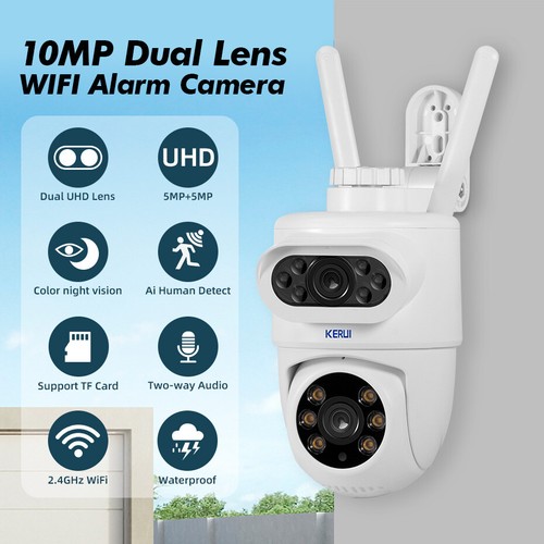 Dual Lens HD 10MP WiFi IP Camera Wireless Outdoor CCTV PTZ Home Security IR Cam - Picture 2 of 16