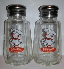 A Nice Set of Campbell's Soup Salt & Pepper Shakers 3¾" Tall #2