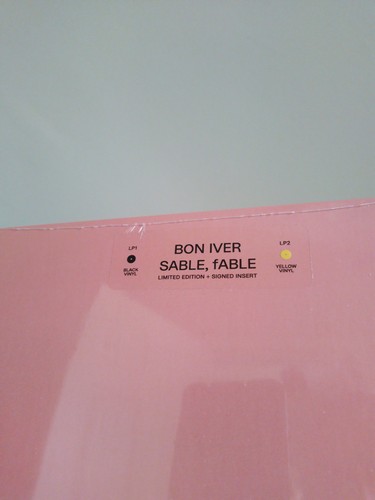 BON IVER - SABLE, FABLE UK BLACK YELLOW VINYL LP W/ SIGNED INSERT - Picture 2 of 5