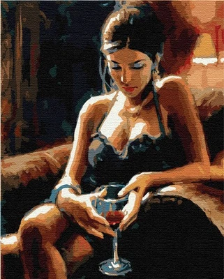 ARTNAPI Malen nach Zahlen auf Keilrahmen Mädchen mit Glas Bild Ausmalen nach Zahlen