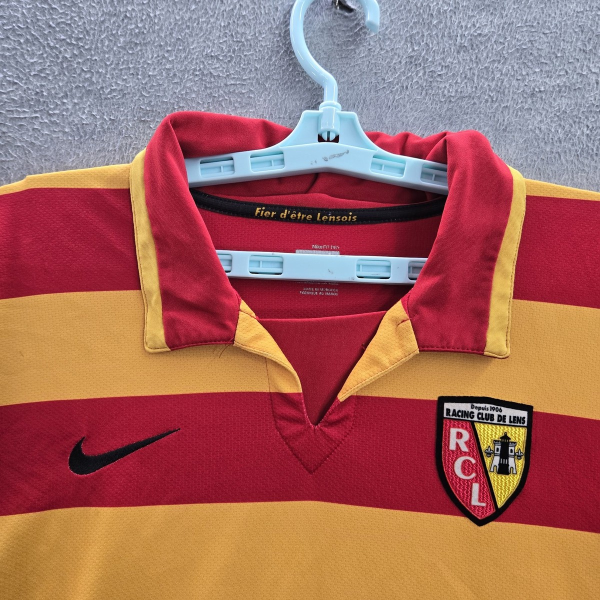 Racing Club De Lens Men Jersey L Red Nike Striped Team Crest 2007