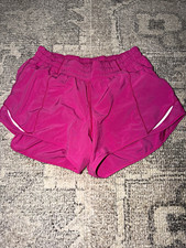 Lululemon Women s Pink Solid Athletic Running Shorts Elastic Waist, Blended