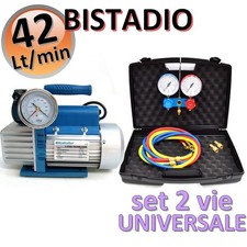 Zweistufige Vakuumpumpe 42 l + Universeller 2-Wege-Manometer-Set