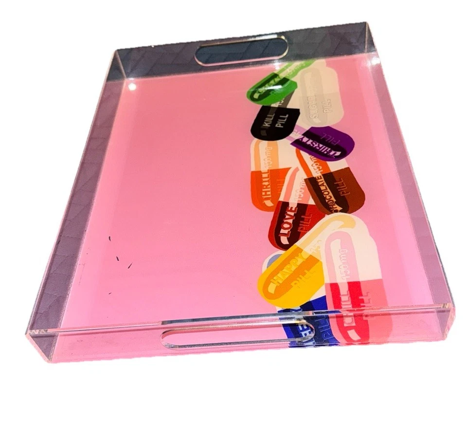 Acrylic  MCM Pop Art Serving Tray Modern Art Deco Bar Vanity Food Serving Party - Image 3 of 4