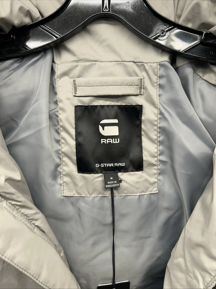 G-Star Raw Amsterdam Puffer Vest w Detachable Hood Taupe Front Zip Men M New - Image 2 of 4