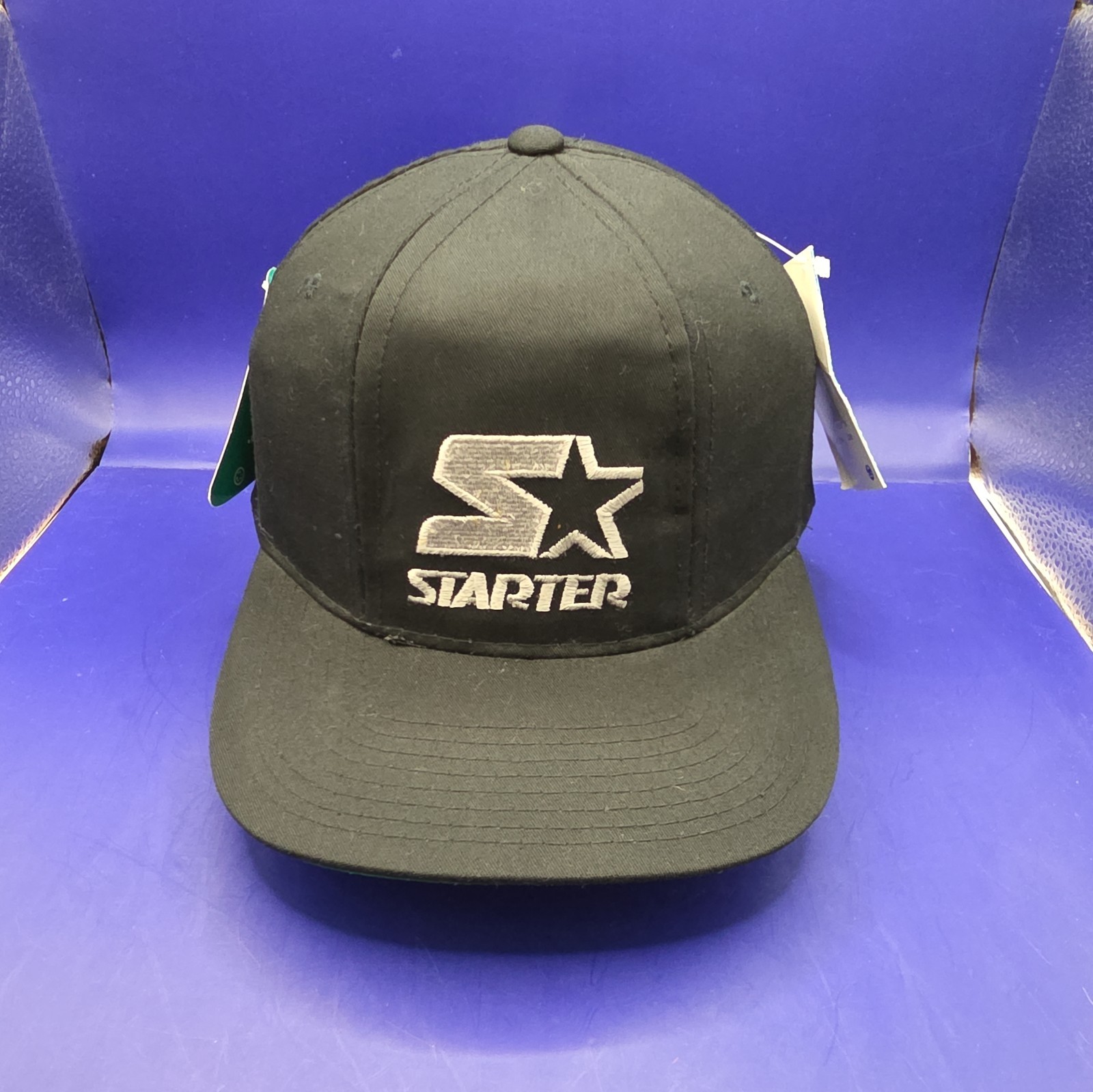 Rare VTG STARTER TRI POWER LOGO Black and Silver Football Snapback Hat Cap 90S