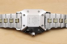 CARTIER SANTOS CARREE 2961 29MM WHITE ROMAN DIAL 18K YELLOW GOLD STEEL WATCH 12