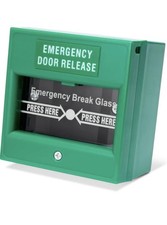 Emergency Door Release Break Glass Call Point | Green Plastic Surface Mount
