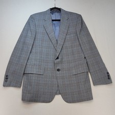 Hart Schaffner  Marx Blazer Mens 42 Blue Plaid Vintage Two Button Sport Coat