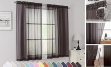 Short Sheer Curtains 45 Inch Length for 42"W x 45"L Pack of 2 Chocolate