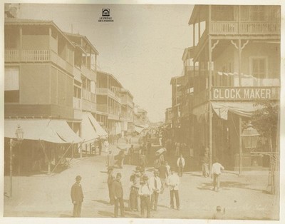 FOTO ÄGYPTEN Ca 1880 Belebte Handelsstraße von PORT SAID Photog. ZANGAKI