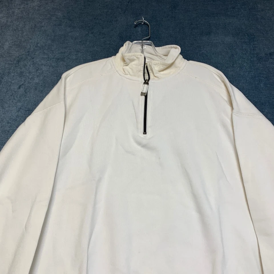 Suéter Kirkland Signature Para Hombres Grande Marfil Algodón Tejido Suave Golf Cuarto Cremallera Foto 4 de 4