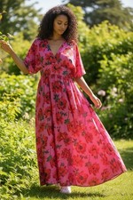 NWT Alexia Admor Bright Rose Lily Floral Print Midi Empire Waist Dress Size 6