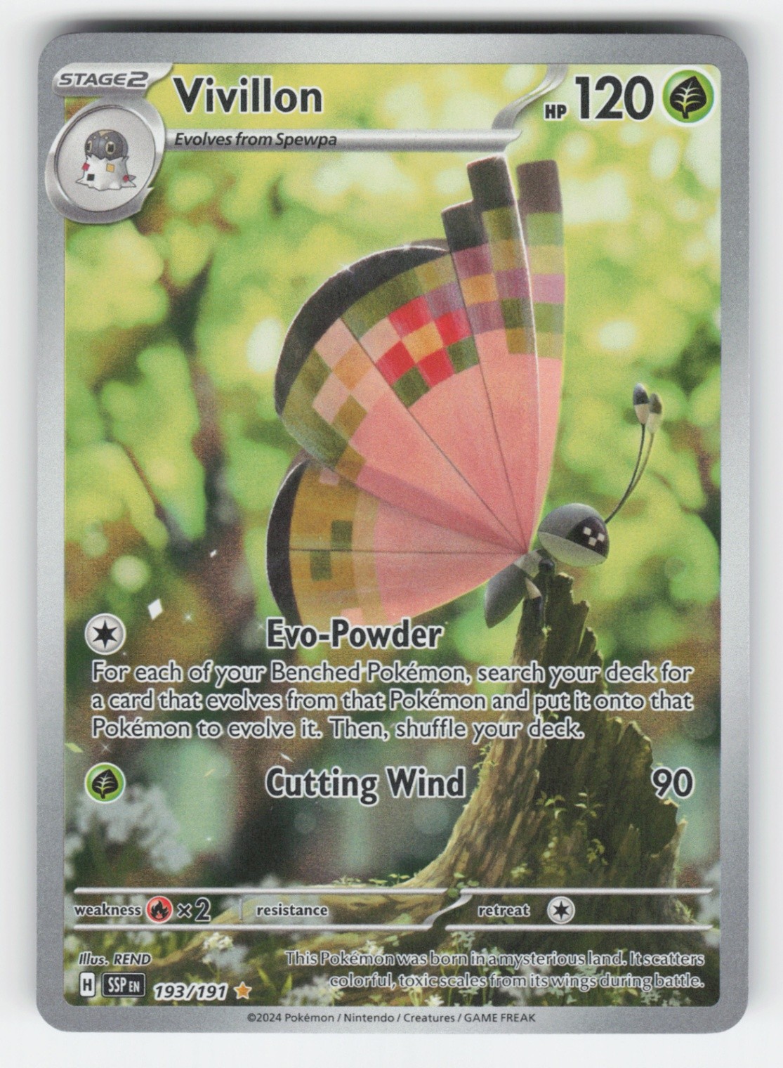 Vivillon 193/191 SSP SV08: Surging Sparks Holo NM