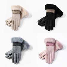 Winter Thermal Wool Wrist Gloves Fleece Lining Touch Screen