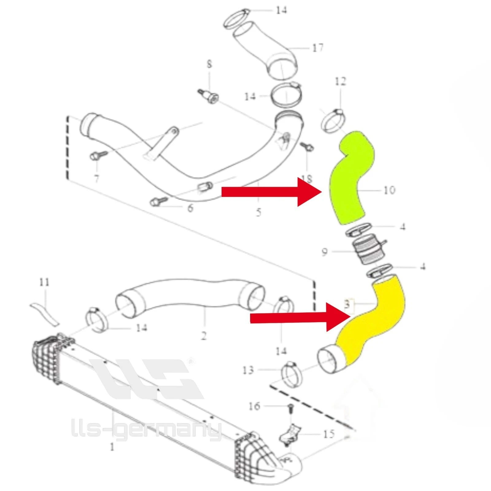 2x Verstärkter Ladeluftschlauch für VOLVO V70 XC70 S60 S80 XC60 V60 2.4 D5 AWD - Bild 5 von 5