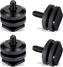 4 Pack Camera Hot Shoe Mount to 1/4"-20 Screw Tripod Adapter, Alloy Flash Shoe M