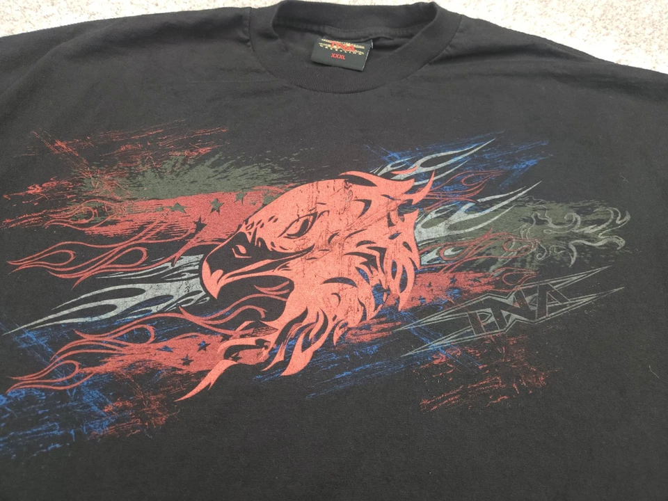 Vintage Wrestling T Shirt Mens 3XL XXXL Black Tap Or Snap Double Sided Eagle - Image 4 of 4