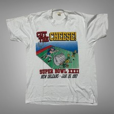 Super Bowl XXXI Cut The Cheese T-Shirt 1997 Packers Patriots NFL Vintage Large