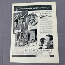 1937 Bell  Howell Filmo Camera Vintage Print Ad Double Sided Page Home Movies