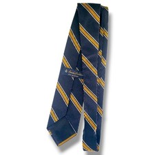 Brooks Brothers Navy Tie Gold  Blue Striped Tie 100 Silk Men's Necktie 58"