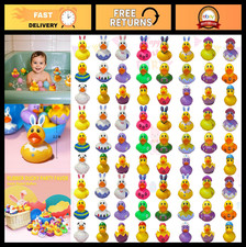 72PCS Mini Rubber Ducks - Easter Basket Stuffers, Bath Toys, Party Favors