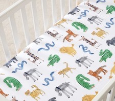 Pottery Barn Kids SILLY SAFARI Baby Nursery Fitted Crib Sheet Animals