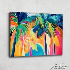Tropical Wall Art Print Framed Exotic Home Decor Print Palm Tree Art Print