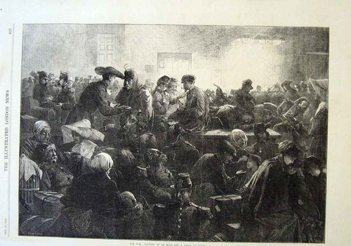 Original Old Antique Print Rail Station At Lemans 1870 Wartime France Victorian