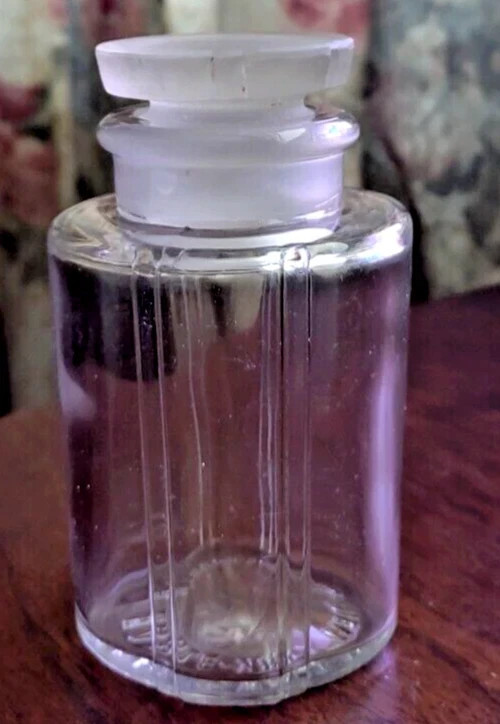 EAPG MARIE EARLE PARIS NEW YORK Perfume Apothecary JAR & LID 4" Ribbed Signed