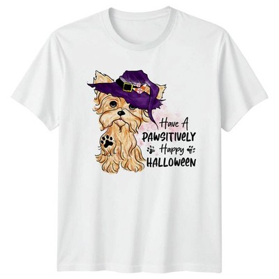 Have A Pawsitively Happy Halloween T-Shirt Yorkie Hund Halloween Geschenk für Ihn