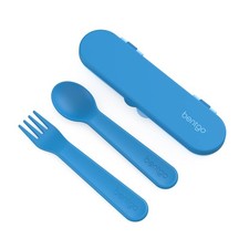 Bentgo Kids Reusable BPA Free Plastic Utensil Set Blue Fork Spoon Case