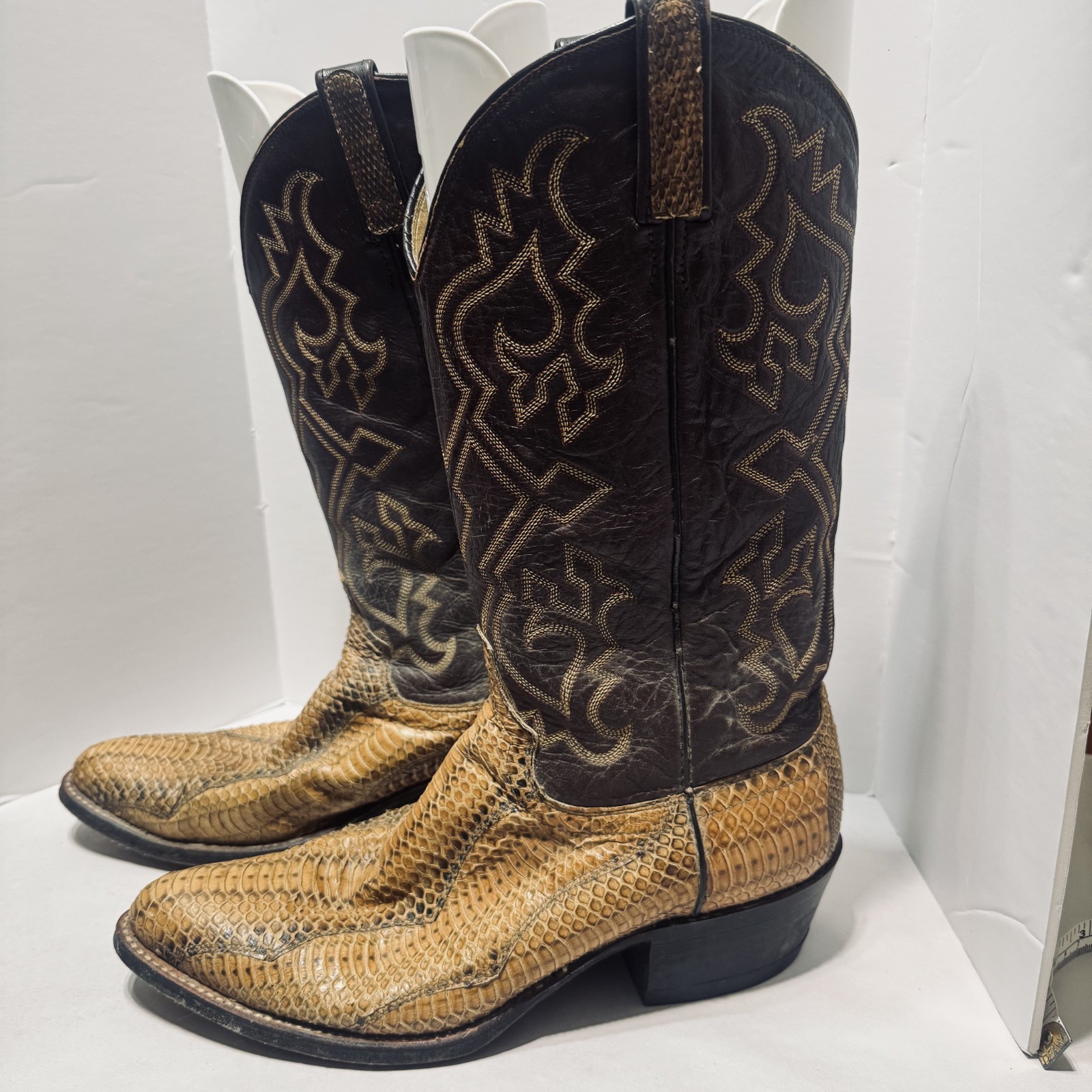 Dan Post Vintage Python Snakeskin Leather Western… - image 2