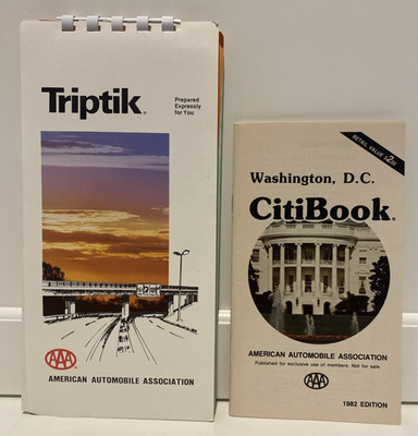 Vintage AAA Triptik Map 1982 Cleveland, OH to Washington DC EUC + DC CitiBook