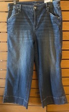 NWT Chicos Trousers Jean Blue Denim High Rise Wide Leg Pants Size 3R US 16R