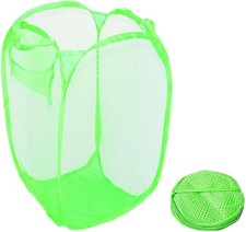 Laundary Bag Foldable Pop Up Mesh Washing Laundry Basket Bag ToyStorage (green)