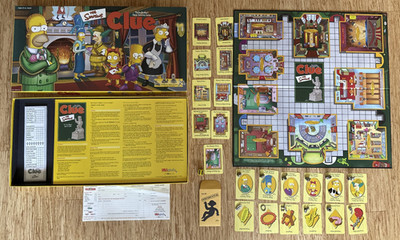 Vintage 2000 The Simpsons Parker Brothers Clue Board Game pewter tokens Complete