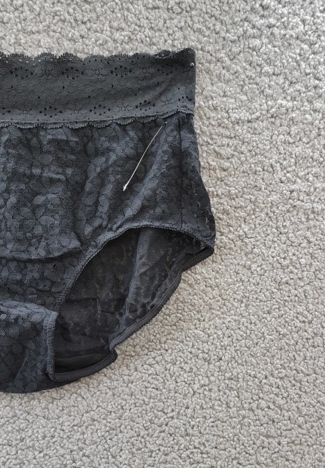 Calzoncillos de encaje Wacoal Halo para mujer 6-M negros florales cintura elástica tirar Foto 4 de 4